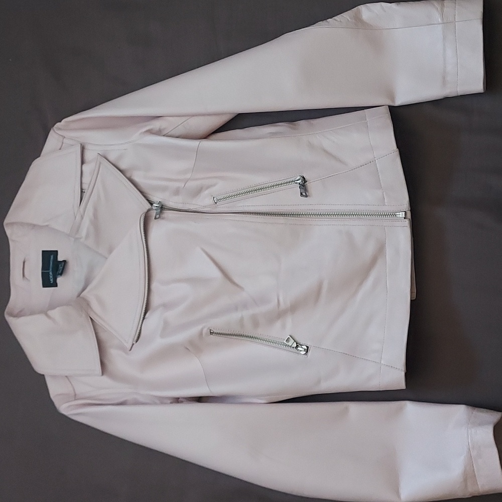 MODA International leather jacket (baby pink) EUC adorable!